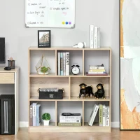 HOMCOM Storage Shelf 3-Tier Bookcase Display Rack Home Organizer for Home Office, Living Room, Playroom, Oak(m-7)