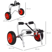 HOMCOM Kayak Cart Boat Canoe Carrier Tote Dolly Trolley Transport Trailer NO-Flat Wheel Silver(m-3)