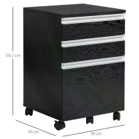 HOMCOM 3-Drawer Mobile File Cabinet Office Filing Cabinet Rolling End Organizer Dark Wood Grain(m-3)