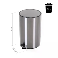 HOMCOM 20L T430 D30.8 x 48.7 H cm Step-on Trash Can Stainless Steel Round Garbage Bin Silent Gentle Open and Close Dustbin with Pedal(m-3)
