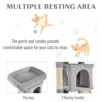 PawHut Cat Tree for Indoor Cats 83cm Cat Scratching Post Scratch Board Kitten Tower Climbing Frame Grey(m-6)