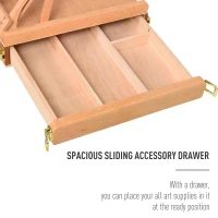 HOMCOM Foldable Studio Easel Angle & Height Adjustable Beechwood Painting and Display Easel, Portable Sturdy Table Desktop Holder Stand with Drawer(m-6)