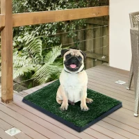 PawHut Indoor Pet Dog Toilet Mat Potty Tray Training Grass Restroom with Tray and Loo Pad(m-10)