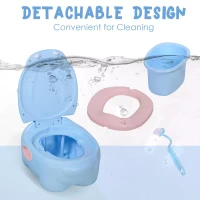 HOMCOM Portable Baby Potty Kids Children Training Toilet Chair Toddler Trainer Stool with Cushion 6 Months - 6 Years Blue(m-4)
