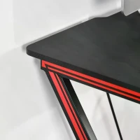 HOMCOM Gaming Computer Desk Workstation Centor Racing Writing Table with Headphone Hook Cup Holder Curved Front Adjustable Feet for Home Office Use(m-13)