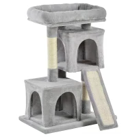 PawHut Cat Tree for Indoor Cats 83cm Cat Scratching Post Scratch Board Kitten Tower Climbing Frame Grey(m-11)