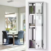 kleankin 60x20cm/22''x8'' Stainless Steel Medicine Cabinet 3 Tier Frosted Door Lockable w/ 2 Keys First Aid Unit Home Safety Box Wall Mountable Bathroom Kitchen(m-7)