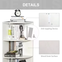 HOMCOM Corner Shelf 4 Tier Fan Bookshelf Plants Stand Wood Freestanding Unit White(m-6)