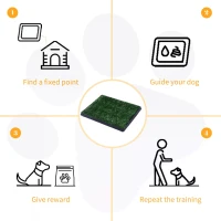 PawHut Indoor Pet Dog Toilet Mat Potty Tray Training Grass Restroom with Tray and Loo Pad(m-4)