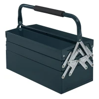 DURHAND Metal Tool Box Portable 5-Tray Cantilever Steel Tool Chest Cabinet,45L x 22.5W x 34.5Hcm Dark Green(m-1)