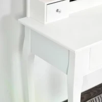 HOMCOM Dressing Table Set with 360° Spin Mirror and Cushioned Stool, Makeup Vanity Dresser Desk with 5 Drawers for Bedroom, White(m-14)