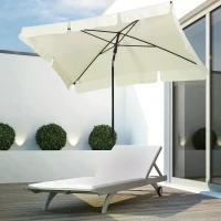 Outsunny Aluminium Sun Umbrella Parasol Patio Garden Rectangular Tilt 2M x 1.25M Off-White(m-9)