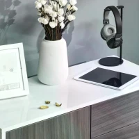 HOMCOM High Gloss Frame Sideboard, Side Cabinet, Push-Open Design with 2 Drawer for Living Room, Bedroom, Grey(m-8)