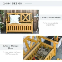 Outsunny Wood Garden Bench 2 Seater Storage Chest Patio Seating with High Back and Armrest(m-4)
