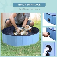 PawHut Foldable Dog Paddling Pool Pet Cat Swimming Pool Indoor/Outdoor Collapsible Summer Bathing Tub Shower Tub Puppy Washer (Φ100 x 30H cm, Blue)(m-6)