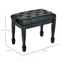 HOMCOM Faux Leather Piano Stool Height Adjustable Keyboard Bench Dressing Table Seat 64(L) x 35(W) x 45/55(H)cm,Black(m-3)