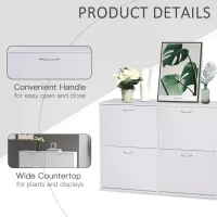 HOMCOM Wooden Modern Design 4 Drawer Shoes Cabinet Pull Down Shelf Storage Organiser - White(m-7)