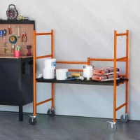 HOMCOM Multi Purpose Scaffolding Ladder with Locking Wheels, Adjustable Working Platform, Steel Frame(m-10)