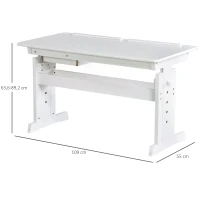 HOMCOM Adjustable Height Study Desk for Students Computer Desk, Home Learning Center Desk with Tilting Desktop and Storage Drawer, White(m-3)