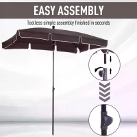 Outsunny Aluminium Sun Umbrella Parasol Patio Garden Rectangular Tilt 2M x 1.25M Brown(m-5)