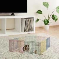 PawHut Foldable Metal Small Animal Playpen Octagon Mice Crate Kennel(m-7)