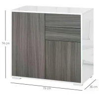 HOMCOM High Gloss Frame Sideboard, Side Cabinet, Push-Open Design with 2 Drawer for Living Room, Bedroom, Grey(m-3)