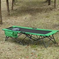 Outsunny Folding Outdoor Travel Cot Lightweight Portable Heavy Duty Adult and Kids Travel Cot w/ Large Pocket-Perfect for Hiking, Camping, and Other Outdoor activities(m-7)