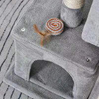 PawHut Cat Tree for Indoor Cats 83cm Cat Scratching Post Scratch Board Kitten Tower Climbing Frame Grey(m-9)
