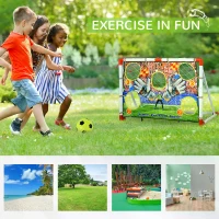 HOMCOM 2 in 1 Kids Football Goal Football Target Goal Net w/ Ball Pump Indoor Outdoor Sports(m-4)