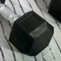 HOMCOM Rubber Dumbbell Sports Hex Weights Sets Home Gym Fitness Hexagonal Dumbbells Kit Weight Lifting Exercise (2 x 8kg)(m-9)