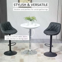 HOMCOM Modern Round Bar Table Adjustable Height Home Pub Bistro Desk Swivel Painted Top with Silver Steel Leg and Base, White(m-7)