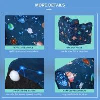 HOMCOM Children Kids Mini Sofa Armchair Polyester Blue Universe Planet Non-Slip Feet Bedroom Playroom Seating Chair(m-9)