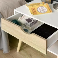 HOMCOM Bedside Table with Drawer and Shelf, Modern Nightstand, End Table for Bedroom, Living Room, White(m-8)
