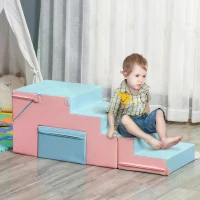 HOMCOM 2-piece Soft Play Set, Baby Foam Climber Block for Toddler 1-3 Years, Pink Blue(m-9)