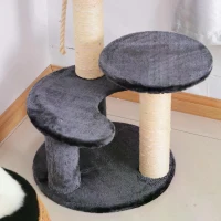 PawHut 65cm Cat Tree, Cat Tower for Kittens, Small Cat Condo with Sisal Scratching Posts, Hanging Rope, Perches - Grey(m-9)