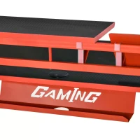 HOMCOM Gaming Desk Computer Table Gamer Workstation with Monitor Shelf, Gamepad Rack, Cup Holder, Headphone Hook, Cable Basket, Black Red(m-10)