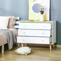 HOMCOM Kids Chest of Drawers Wardrobe Storage Tower Organizer Closet with Solid Wood Handles Anti-toppling Device for Bedroom 90 x 40 x 75.2cm White(m-7)