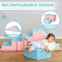 HOMCOM 2-piece Soft Play Set, Baby Foam Climber Block for Toddler 1-3 Years, Pink Blue(m-4)