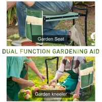 Outsunny Foldable Steel Frame Garden Kneeler Seat w/ Foam Bag Tool Bag Pouch Outdoor Garden Stable Sturdy Assistance Versatile Use(m-4)