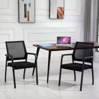 Vinsetto Set of 2 Stackable Meeting Chair Curved Mesh Black(m-2)