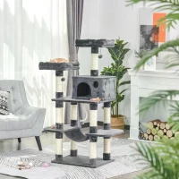 PawHut 4-Level Plush Cat Tree Activity Center w/ Sisal Scratching Posts Perch Condo Hammock(m-2)