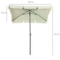 Outsunny Aluminium Sun Umbrella Parasol Patio Garden Rectangular Tilt 2M x 1.25M Off-White(m-3)