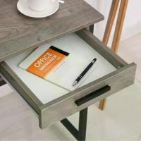 HOMCOM Study Desk with Open Shelves Drawer Writing Table Computer Desk Industrial Design Furniture for Home Office & Study Use Grey(m-14)