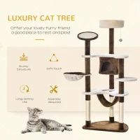 PawHut Cat Tree Scratching Tower House Activity Center Post Climbing Hammock Condo Perch 153 cm(m-4)