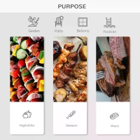 Outsunny Charcoal Trolley BBQ Garden Outdoor Barbecue Cooking Grill Powder Wheel New Red(m-7)