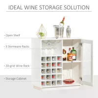 HOMCOM Modern Sideboard Wine Cabinet Cupboard with Glass Door,20-Bottle Wine Rack for Living Room, Home Bar, Dining Room(m-4)