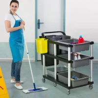 HOMCOM cleaning trolley with 3 levels 110 cm x 50 cm x 92 cm(m-7)