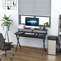 HOMCOM 47 inch/1.2M Gaming Computer Desk Writing Racing Table Workstation with Headphone Hook Curved Front Adjustable Feet for Home Office Use(m-7)