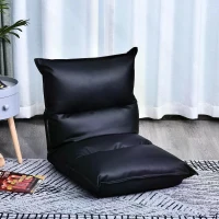 HOMCOM Foldable Padded Sofa with Adjustable Backrest Thick Seat Cushion Lazy Lounge Cream Black(m-2)