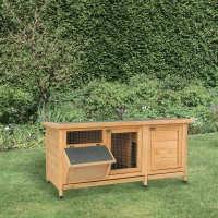 PawHut Wooden Outdoor Indoor Bunny Rabbit Hutch Bunny Cage with Feeding Trough(m-2)